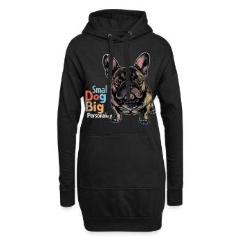 Bouledogue français mignon - Sweat-shirt à capuche long Femme - noir - Devant