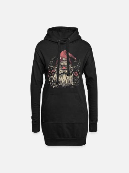 Funny Garden Gnome - Hoodie Dress - black