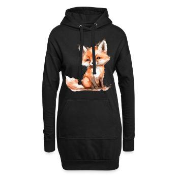 Babyfuchs, süßer kleiner Fuchs - Hoodie-Kleid - Schwarz - Vorne