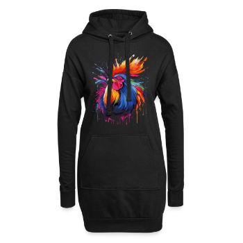 Ein stolzer Hahn - Hoodie-Kleid - Schwarz - Vorne