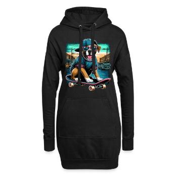 Urban Hip Hop Boxer Hund Skater T Shirt - Hoodie-Kleid - Schwarz - Vorne