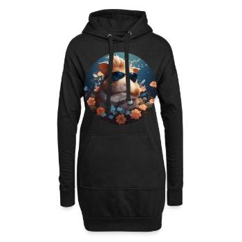 Cochons d’Inde et fleurs - Sweat-shirt à capuche long Femme - noir - Devant