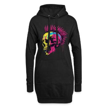 Horreur Punk Zombie Mohawk - Sweat-shirt à capuche long Femme - noir - Devant