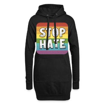 LGBTQ Stop à la haine - Sweat-shirt à capuche long Femme - noir - Devant