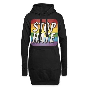 LGBTQ Stop à la haine - Sweat-shirt à capuche long Femme - noir - Devant