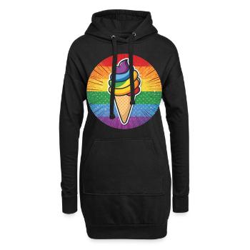 LGBTQ Ice Cream Eis - Hoodie-Kleid - Schwarz - Vorne