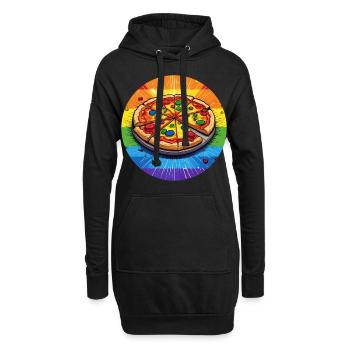 LGBTQ Pizza - Hoodie-Kleid - Schwarz - Vorne