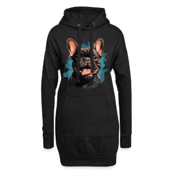 Bouledogue français - Sweat-shirt à capuche long Femme - noir - Devant