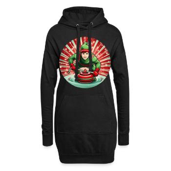 Weihnachtself Curling - Hoodie-Kleid - Schwarz - Vorne