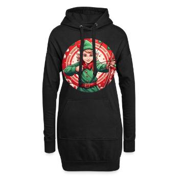 Weihnachtself Bogenschießen - Hoodie-Kleid - Schwarz - Vorne