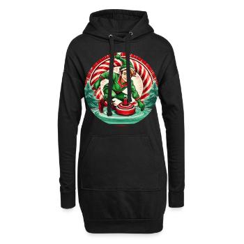 Weihnachtself Curling - Hoodie-Kleid - Schwarz - Vorne