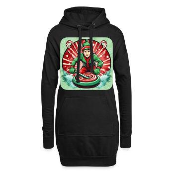 Weihnachtself Curling - Hoodie-Kleid - Schwarz - Vorne