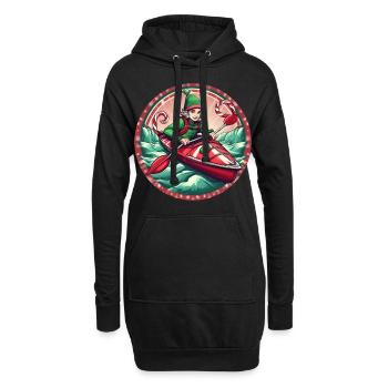 Weihnachtself-kajakfahren - Hoodie-Kleid - Schwarz - Vorne