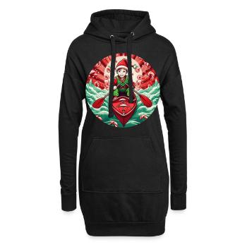 Weihnachtself Kajakfahren - Hoodie-Kleid - Schwarz - Vorne
