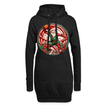 Basket-ball elfe de Noël - Sweat-shirt à capuche long Femme - noir - Devant