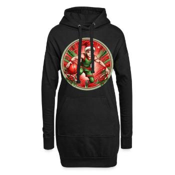 Basket-ball elfe de Noël - Sweat-shirt à capuche long Femme - noir - Devant