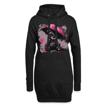 Niedlicher Teddybär mit Regenschirm - Hoodie-Kleid - Schwarz - Vorne