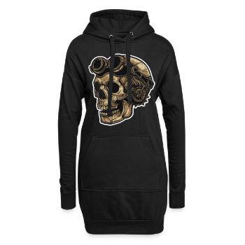 Dieselpunk Zombie Totenkopf - Hoodie-Kleid - Schwarz - Vorne
