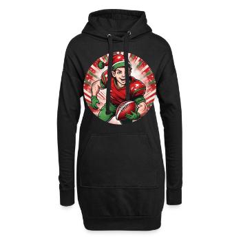 Elfe de Noël Football Américain - Sweat-shirt à capuche long Femme - noir - Devant