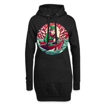 Aviron de lutin de Noël - Sweat-shirt à capuche long Femme - noir - Devant