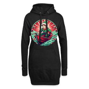 Aviron de lutin de Noël - Sweat-shirt à capuche long Femme - noir - Devant
