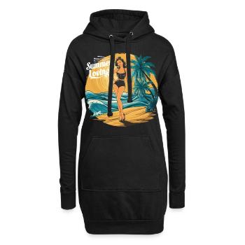 Retro Summer Loving Beach Vibes für einen - Hoodie-Kleid - Schwarz - Vorne