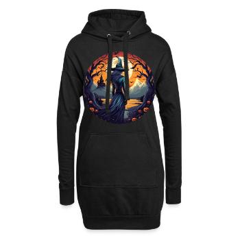 Gruseliges Halloween-party-kostüm Hexe - Sweat-shirt à capuche long Femme - noir - Devant