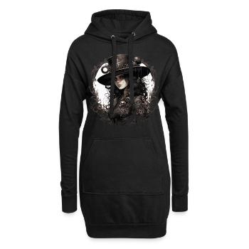 Emo Cowboy Steampunk Fille - Sweat-shirt à capuche long Femme - noir - Devant
