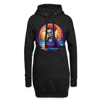 Gruseliges Halloween-party-kostüm Zombie - Sweat-shirt à capuche long Femme - noir - Devant