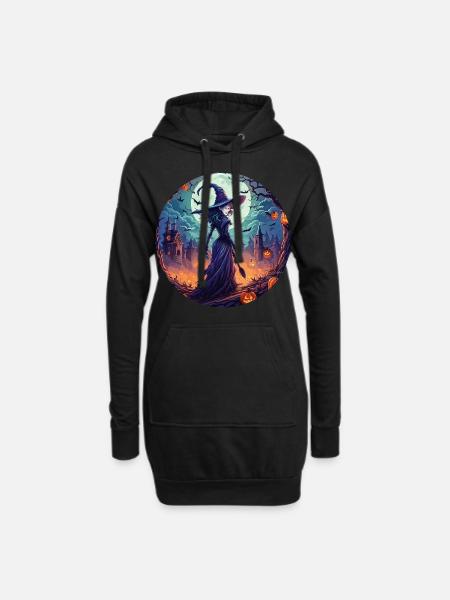 Gruseliges Halloween-partykostüm Hexe - Hoodie-Kleid - Schwarz
