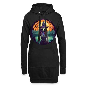 Gruseliges Halloween-partykostüm Hexe - Sweat-shirt à capuche long Femme - noir - Devant