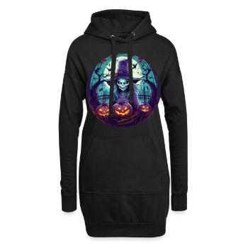 Gruseliges Halloween-partykostüm Hexe - Sweat-shirt à capuche long Femme - noir - Devant