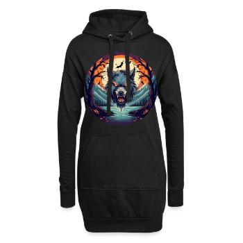 Gruseliges Fête d’Halloween Kostüm Werwolf - Sweat-shirt à capuche long Femme - noir - Devant