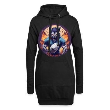 Gruseliges Halloween-partykostüm Werwolf Rugby - Sweat-shirt à capuche long Femme - noir - Devant