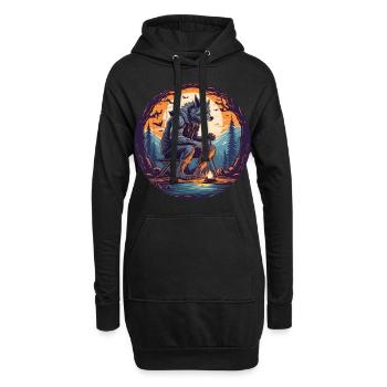 Gruselig Fête d’Halloween Kostüm Werwolf Camping - Sweat-shirt à capuche long Femme - noir - Devant