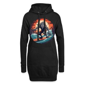 Gruselig Halloween Party Kostüm Werwolf Surfen - Hoodie-Kleid - Schwarz - Vorne