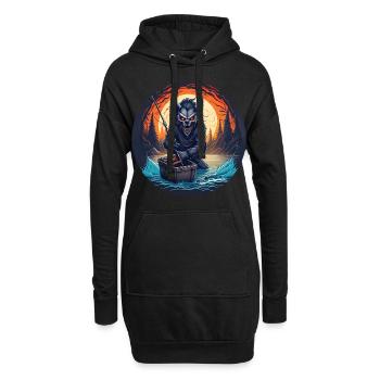 Gruselig Halloween Party Kostüm Werwolf Angeln - Hoodie-Kleid - Schwarz - Vorne