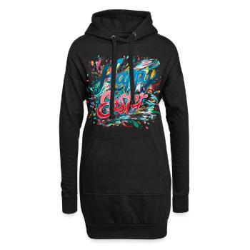 Frohe Ostern Bunte Eierjagd Osterkorb für Kinder - Hoodie-Kleid - Schwarz - Vorne