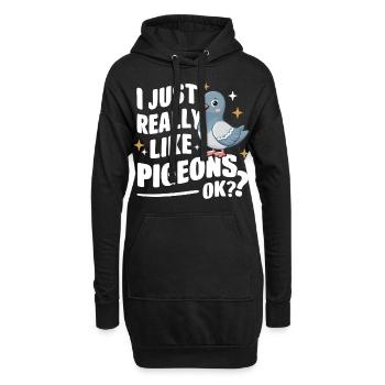 Pigeon Pigeons Animal Oiseau - Sweat-shirt à capuche long Femme - noir - Devant