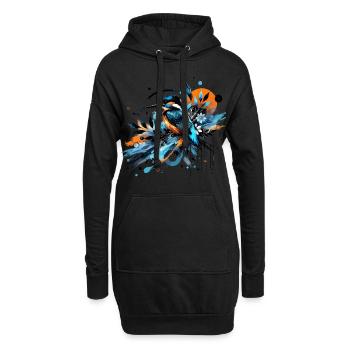 Martin pécheur, aquarelle coloré,oiseau - Sweat-shirt à capuche long Femme - noir - Devant