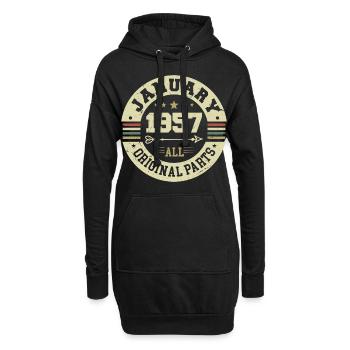 January 1957 - Geburtstag im Januar 1957 - Hoodie-Kleid - Schwarz - Vorne