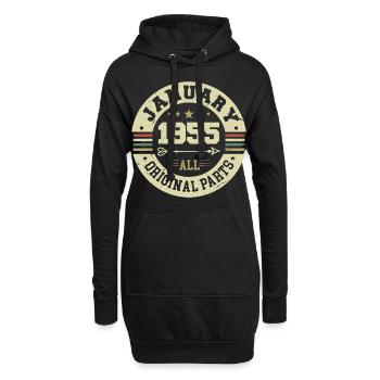 January 1955 - Geburtstag im Januar 1955 - Hoodie-Kleid - Schwarz - Vorne