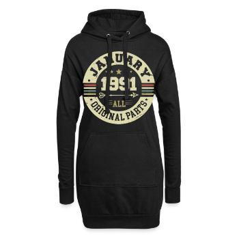 January 1991 - Geburtstag im Januar 1991 - Hoodie-Kleid - Schwarz - Vorne