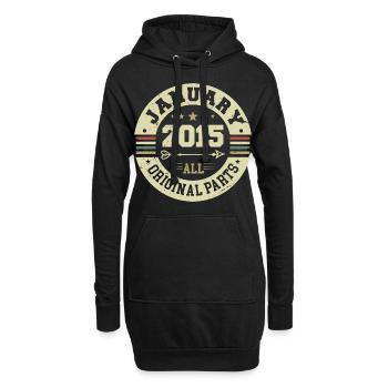 January 2015 - Geburtstag im Januar 2015 - Hoodie-Kleid - Schwarz - Vorne