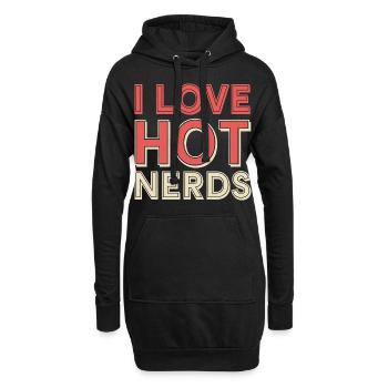 I Love Hot Nerds 20 - Hoodie-Kleid - Schwarz - Vorne