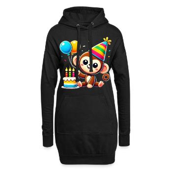 Monkey Kid Celebrating Birthday - Hoodie-Kleid - Schwarz - Vorne