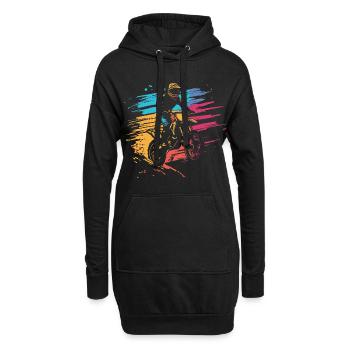 Femme motocross vintage moto fête des mères - Sweat-shirt à capuche long Femme - noir - Devant