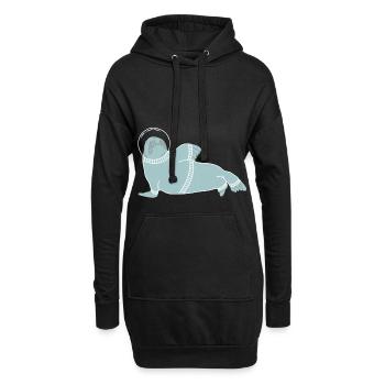 Robbe Seehund Seelöwe Walross Geschenke - Hoodie-Kleid - Schwarz - Vorne