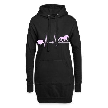 Shetland Poney Battement de Coeur Rose - Sweat-shirt à capuche long Femme - noir - Devant