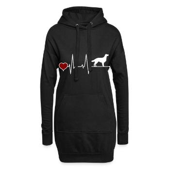 Setter anglais Battement de coeur rouge - Sweat-shirt à capuche long Femme - noir - Devant